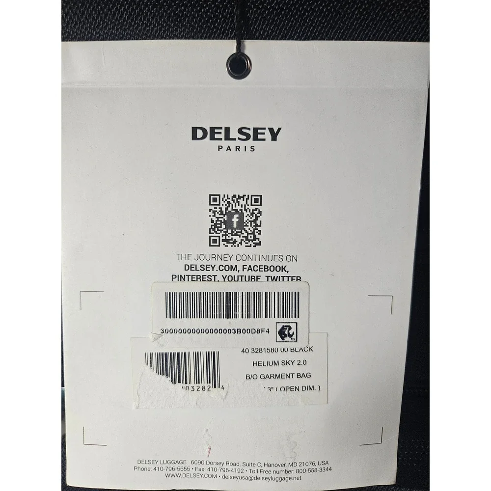 DELSEY Paris Helium Sky 2.0 B/O‎ Garment Bag Black Carry-On Luggage 42